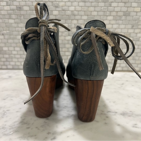 FREE PEOPLE wood heel tie bootie heels - Picture 4 of 12